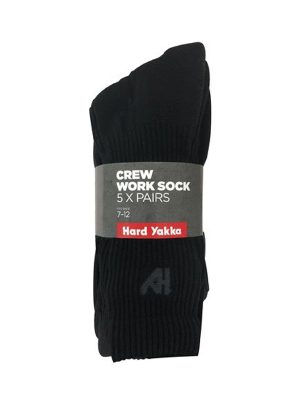 Hard Yakka Cotton Crew 5-Pack Socks 7-12 Y20035