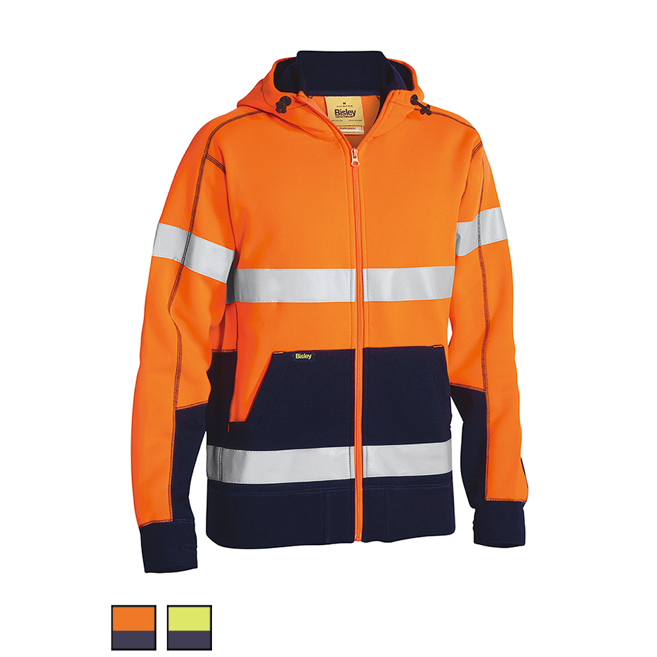 Bisley Zip Hivis Hoodie With Tape BK6819T