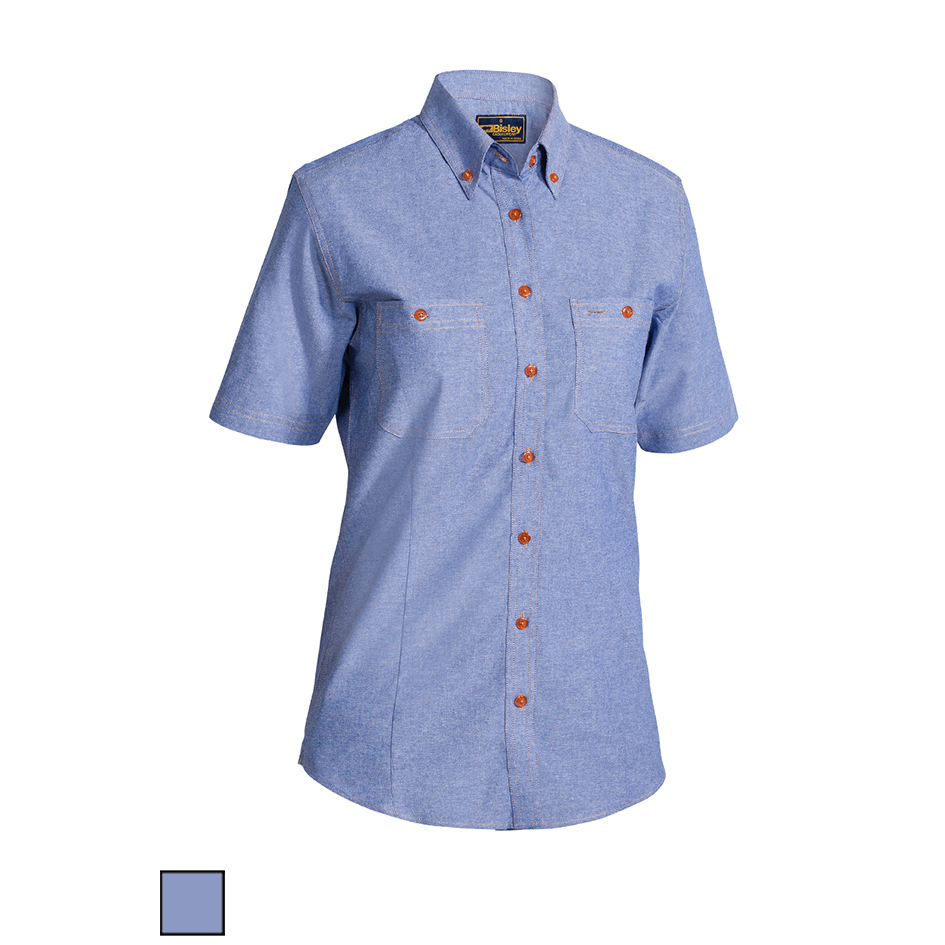 Bisley Ladies Short Sleeve Chambray Shirt B71407L