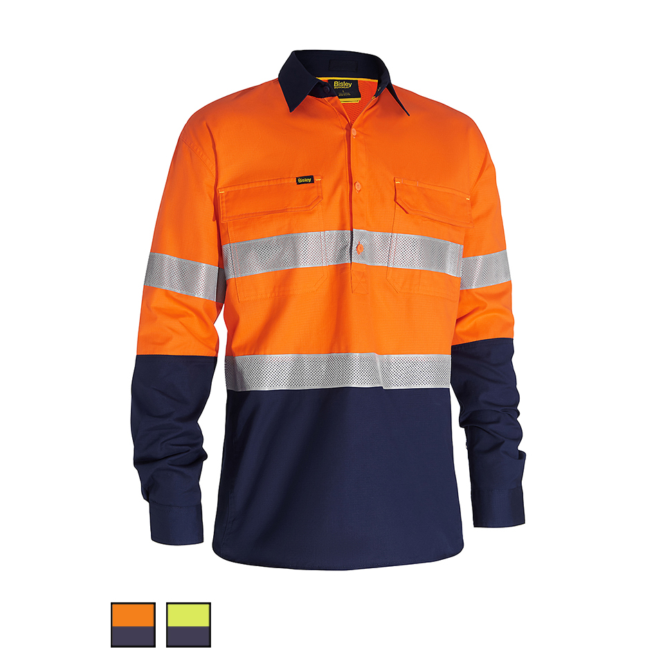 Bisley X-Airflow Closed Front Hivis Taped Shirt BSC6415T