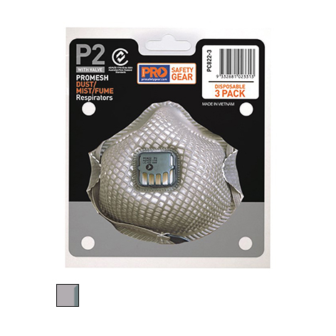 Pro Choice Dust Mask Promesh P2 +Valve 3 Pack PC822-3