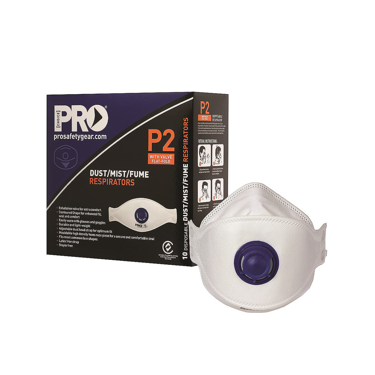 Pro Choice P2 + Valve Dust Mask Fold PCFFP2V